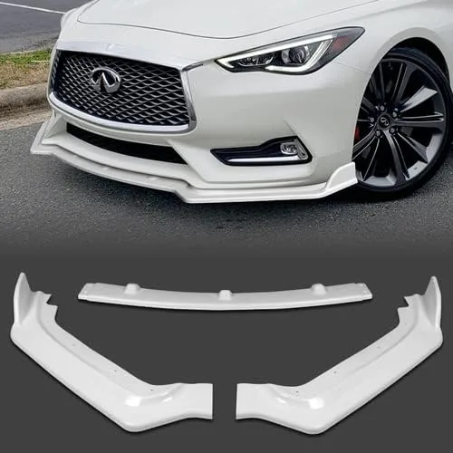 Vista 8 de Kit de 3 piezas de alerón de parachoques delantero divisor de carrocería lateral compatible con Infiniti Q60 2DR Coupe 2017-2022, 2018 2019