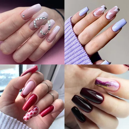 Vista 6 de 420 puntas de uñas cuadradas medianas, uñas postizas medianas