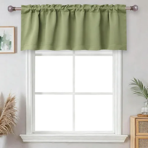 Vista 10 de Pickluc Cortinas opacas con cenefa de 18 pulgadas de largo, cortinas cortas con bolsillo para barra para ventana de cocina, baño, sala de estar