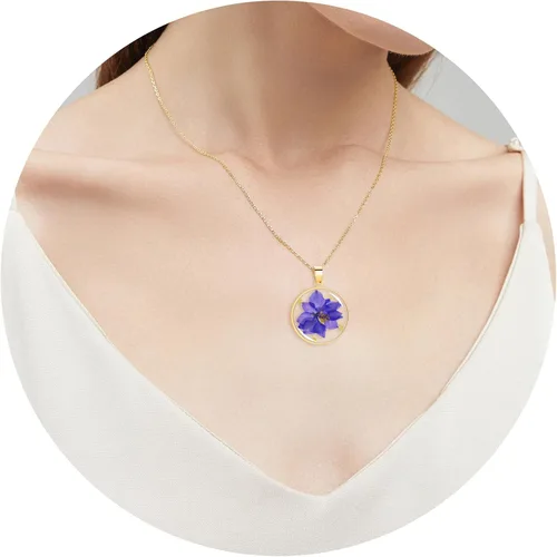Vista 95 de Pressed Flower Necklace Gift for Women Personalized Handmade Necklaces Birth Flower Necklace