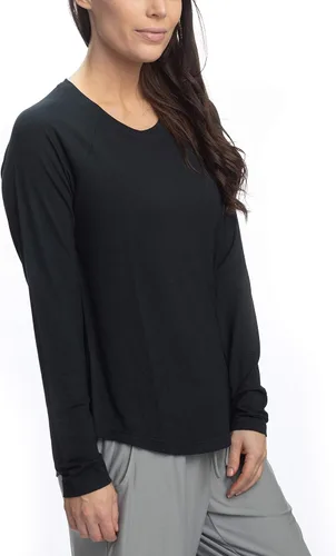Vista 3 de Keep it Basic - Camiseta de dormir de manga larga con cuello redondo para mujer