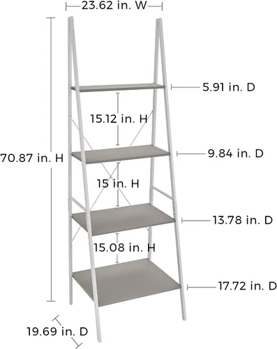 Vista 3 de ClosetMaid 4964 4 Estante de escalera de material mixto, gris pardo gris topo