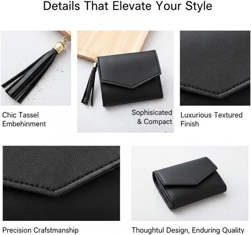 Vista 5 de Cartera con tarjetero RFID para mujer, billetera delgada, plegable, multitarjeta, con cremallera, monedero