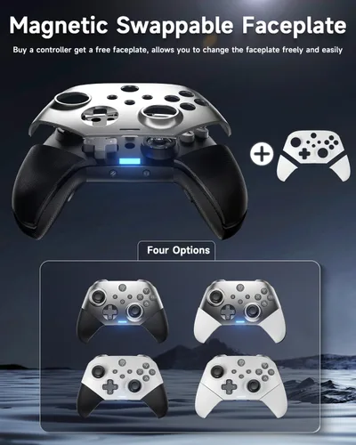 Vista 12 de EasySMX X10 Wireless PC Controller with Dual Hall Effect, Bluetooth Controller for PC/Switch/Steam/Android TV, Mobile - Include a White Swappable
