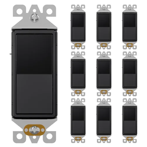 Vista 21 de AIDA Paquete de 1 interruptor de luz basculante Decora de 3 vías, interruptores de luz eléctricos con conexión a tierra automática de 15 amperios