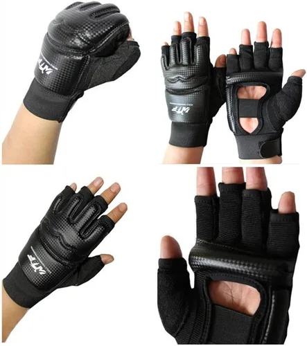 Vista 4 de Guantes de taekwondo para hombre y niños, saco de boxeo, artes marciales, artes marciales, artes marciales, lucha, grappling, Muay Thai, Negro