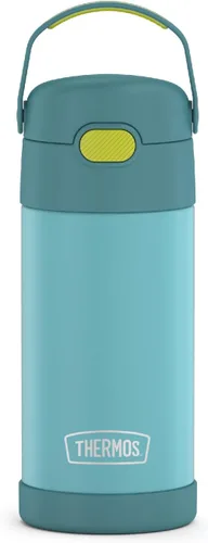 Vista 17 de THERMOS FUNTAINER - Botella de agua con pajilla, 12 onzas, botella de agua de acero inoxidable aislada al vacío para niños con tapa, color negro