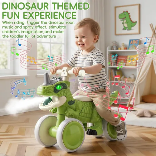 Vista 3 de Bicicleta de equilibrio de dinosaurio, juguete para montar, scooter de 4