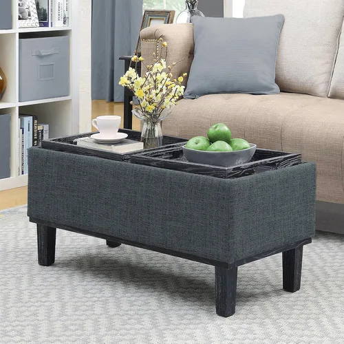 Vista 2 de Convenience Concepts Designs4Comfort Brentwood - Otomana de almacenamiento, tela gris
