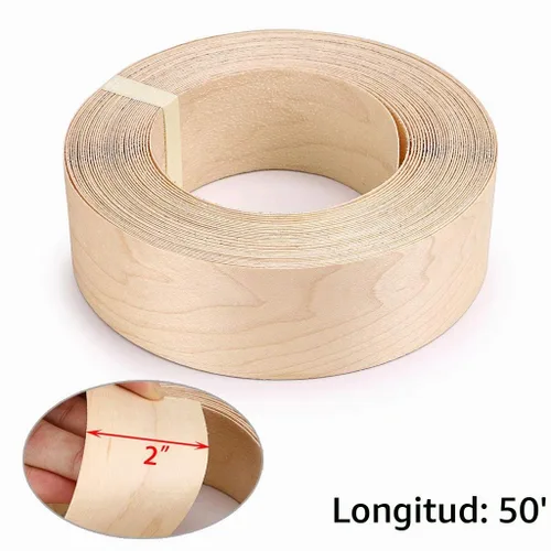 Vista 5 de Skelang Rollo de Banda de Borde de Chapa de Madera de Arce de 2" x 50' Preencolada para Planchar con Adhesivo Termofusible Cinta de Madera Flexible