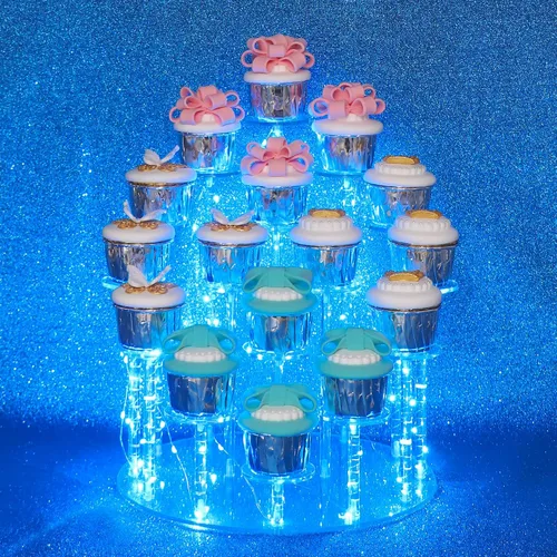 Vista 9 de Soporte de exhibición de 16 niveles para cupcakes, soporte elevador de acrílico para cupcakes, soporte para cupcakes, coleccionables, figuras