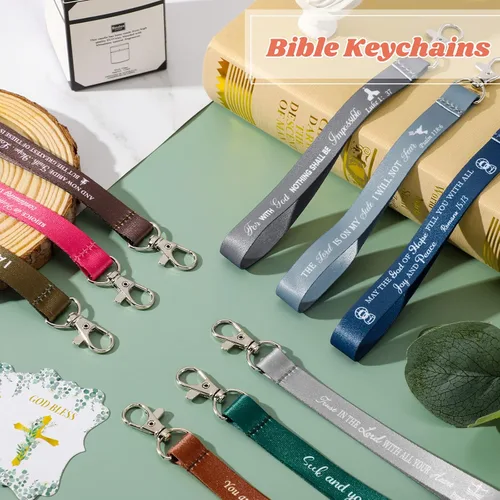 Vista 4 de 90 llaveros cristianos a granel de las Escrituras Llaveros inspiradores religiosos Llaveros religiosos con versículos bíblicos regalos de iglesia