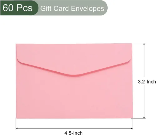 Vista 2 de YOKIVE Paquete de 60 sobres para tarjetas de regalo, nota de felicitación de negocios, sobre soporte para artículos pequeños, ideal para Rosado