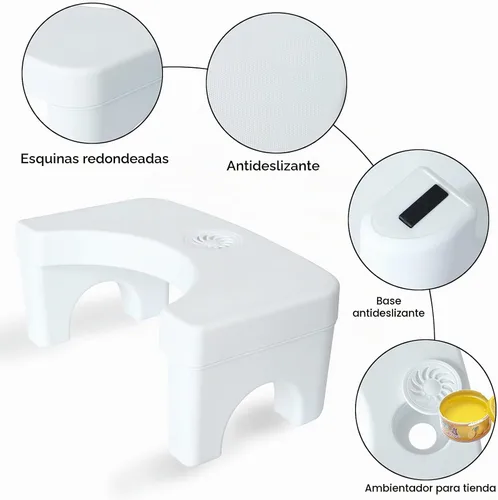 Vista 3 de Taburete de inodoro en cuclillas, taburete de inodoro antideslizante de 7 pulgadas de altura con caja de aromaterapia, conveniente y compacto, ideal