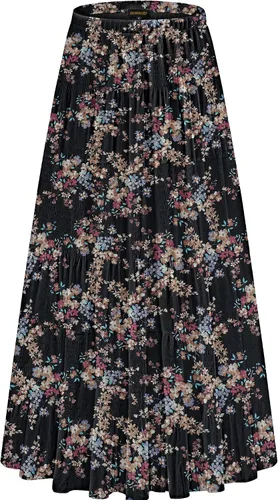 Vista 11 de NASHALYLY - Faldas largas de gasa, acampanadas, plisadas, con cintura alta y elástica para mujer Albaricoque Rosa Floral