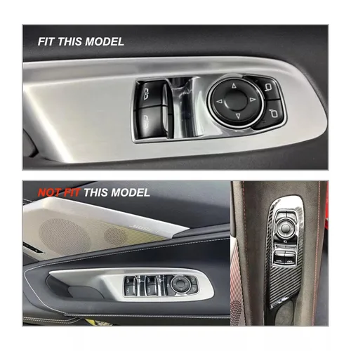 Vista 2 de Cubierta del panel de interruptor de elevación de ventana para Chevy Corvette C8 2020-2023 de fibra de carbono