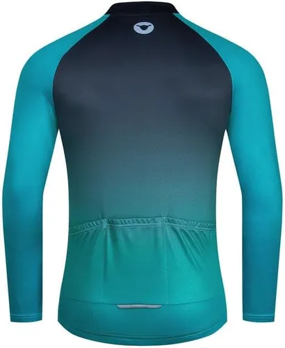 Vista 2 de Mens Cycling Jersey Long Sleeve Bicycle Road Bike Shirts with Full Zipper & 3 Pockets