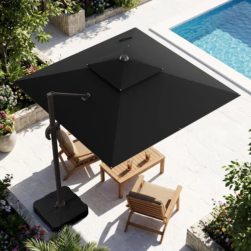 Vista 16 de Sombrilla voladiza para patio, 9 x 12 pies, sombrilla giratoria Beige
