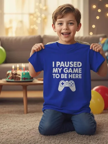 Vista 7 de Tstars Camiseta con texto en inglés "I Paused My Game to Be Here" para niños, camisetas divertidas para niños, regalo de juegos juveniles