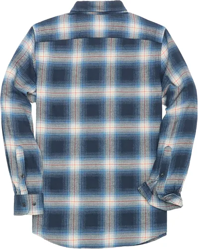 Vista 2 de Dubinik Camisa de franela, para hombre, de manga larga, a cuadros, suave, 100% algodón, informal, con botones, ajuste regular