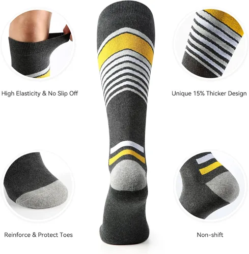 Vista 3 de Ski Socks Womens Mens 2 Pairs OTC Snow Socks for Snowboarding Skiing Skating Winter Performance Socks