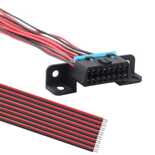 Vista 8 de iKKEGOL OBD II J1962F OBD2 - Conector hembra de 16 pines, puerto de salpicadero, cable estañado abierto, coleta, cables completos, bricolaje