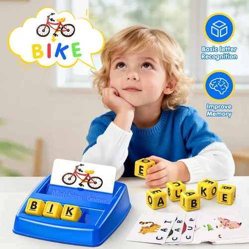 Vista 4 de HahaGift Juguetes educativos para niños de 3 a 5 años, juegos de aprendizaje de letras coincidentes, actividades ideales para regalo de Navidad
