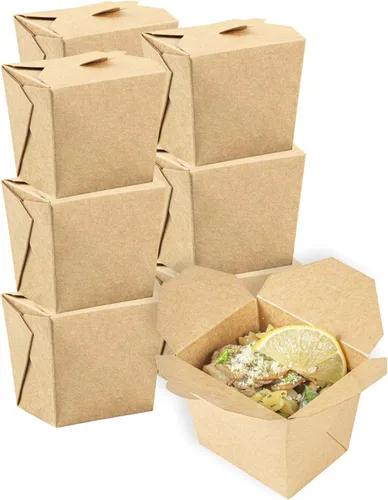 Vista 6 de Restaurantware Cajas chinas para llevar, paquete de 25 cajas de 16 onzas, resistentes a la grasa, recipientes de comida para llevar, desechables