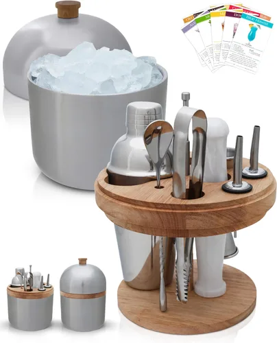 Vista 9 de Gusto Nostro Cubo de hielo aislado de 4.1 L con tapa y pinzas, cubo de hielo de acero inoxidable de doble pared grande, sin BPA para bar