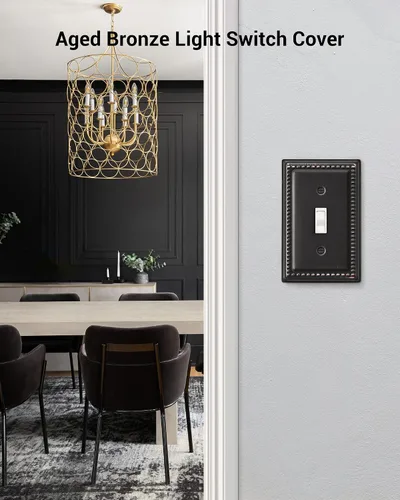 Vista 2 de DEWENWILS Cubierta decorativa para interruptor de luz, placas de pared de interruptor de luz de palanca de metal, cubiertas de enchufe de bronce