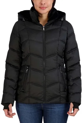 Vista 4 de Nautica - Chaqueta corta acolchada con diseño de cheurón para mujer Negro