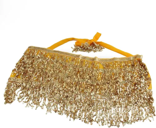 Vista 9 de Minifalda bohemia con borlas de lentejuelas para mujer, para festivales de música, fiesta, club, cadera, bufanda, cinturón, falda envolvente