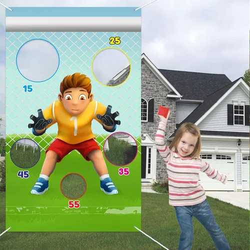 Vista 5 de Pancarta de juego de portero de fútbol, decoración temática de fútbol para interiores y exteriores, niños, niñas, fanáticos del fútbol, suministros