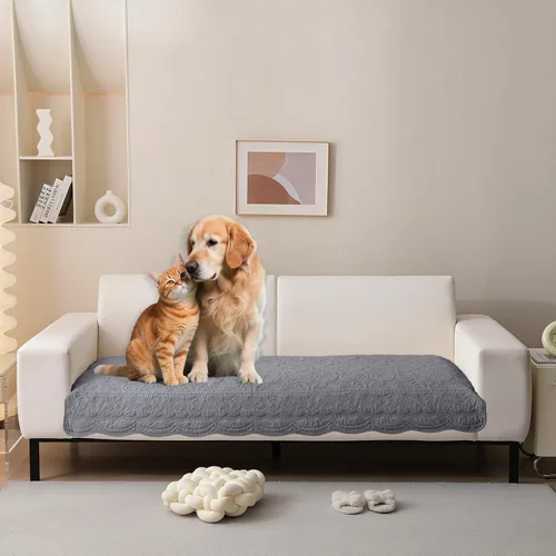 Vista 20 de HANDONTIME Funda de sofá de algodón suave apta para mascotas, elegante funda de sofá para mascotas con bordado, protector de sofá para perros