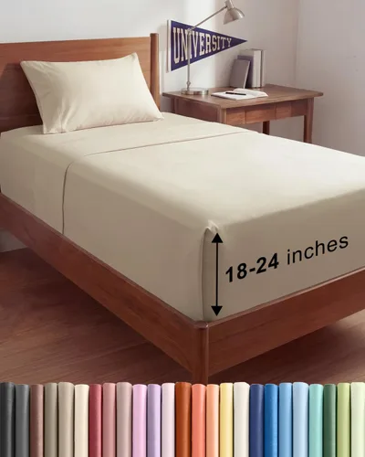 Vista 146 de Sábanas individuales de bolsillo extra profundo, sábanas transpirables y refrescantes de 3 piezas, juego de sábanas de lujo para hotel, suaves, sin