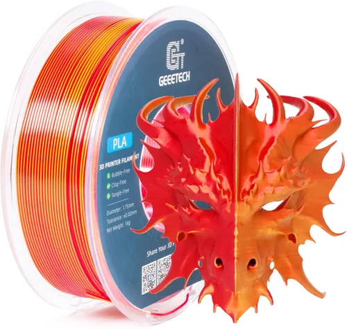 Vista 12 de GEEETECH Seda PLA Filamento para Impresora 3D 1.75mm, Filamento PLA de Doble Color Seda 1KG(2.2lbs), Precisión Dimensional +/- 0.02 mm, Filamento