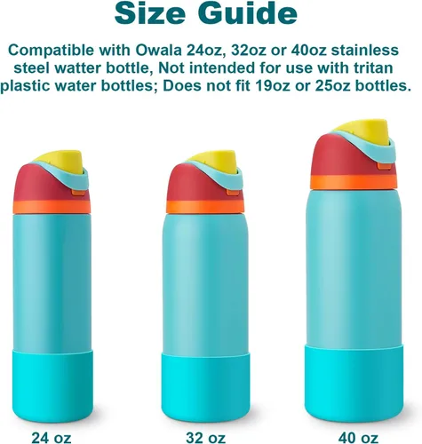 Vista 2 de Protector de Silicona para Botella de Agua Owala, 2 Piezas Fundas Protectoras Antideslizantes para Botellas de Agua FreeSip/Twist/Flip, Sin BPA