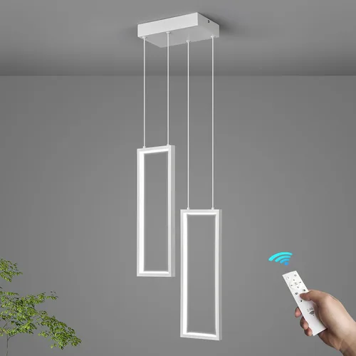 Vista 20 de Accesorio de Lámpara Colgante Moderna para Cocina Dorada 18W LED Lámpara Colgante 2 Anillos Candelabro Rectangular Iluminación Colgante para Isla