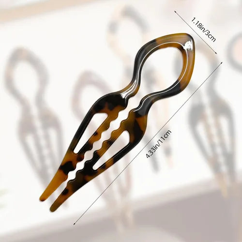 Vista 2 de 4 horquillas de pelo francés Prestige para mujer, pinzas de acetato para cabello grueso, fino y fino, pasadores decorativos para moño en negro