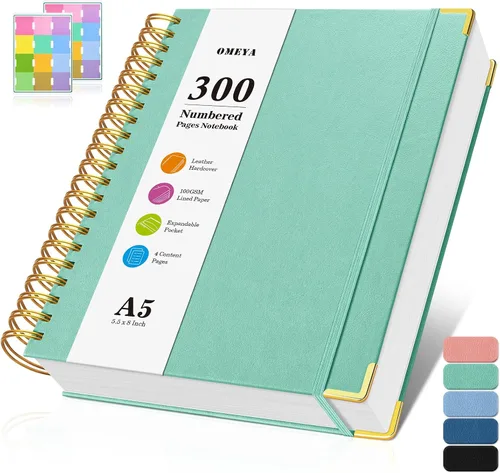 Vista 10 de Cuaderno espiral 8.5" x 11", 300 páginas numeradas cuadernos rayados de tamaño universitario con contenido, 100GSM cuaderno grueso para mujeres