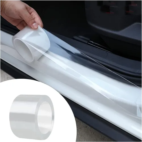 Vista 9 de Protectores de entrada de borde de puerta de automóvil, cinta protectora impermeable anticolisión de fibra de carbono 5D, calcomanía de tira