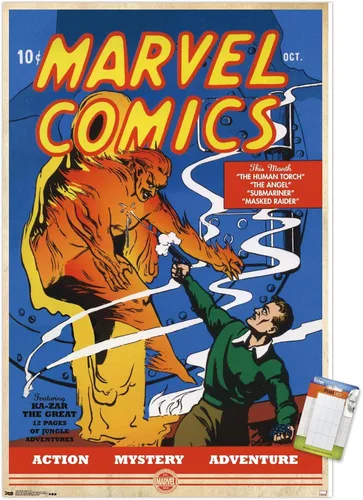 Vista 10 de Trends International Marvel Comics - Póster de pared de The Very First Marvel Comics #1, 14.725 x 22.375 pulgadas, versión enmarcada de madera