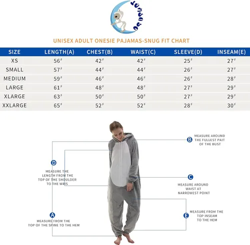 Vista 6 de COSUSKET Snug Fit Unisex Adult Onesie Pajamas, Flannel Cosplay Animal One Piece Halloween Costume Sleepwear Homewear