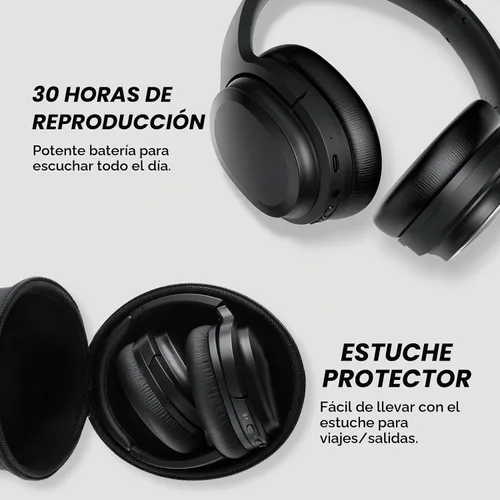 Vista 7 de Auriculares híbridos con cancelación activa de ruido, auriculares inalámbricos Bluetooth sobre la oreja inalámbricos con graves profundos, llamadas