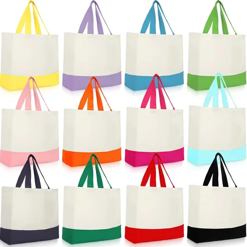 Vista 9 de Epakh Bolsas de lona a granel de 18.5 x 15 pulgadas, reutilizables, bolsas de compras para comestibles, equipaje para compras