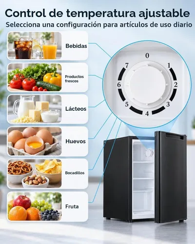 Vista 2 de COWSAR Mini refrigerador de 2.6 pies cúbicos con congelador, refrigerador compacto independiente con puerta reversible y termostato de 7 Negro