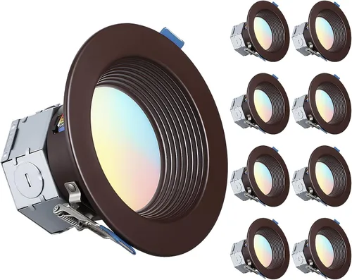 Vista 15 de TORCHSTAR Paquete de 8 luces LED empotrables 5CCT de 6 pulgadas, sin lata 2-Blanco