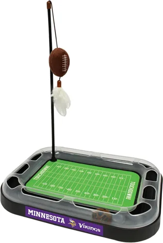 Vista 12 de Pets First NFL BALTIMORE RAVENS Rascador de Campo de Fútbol para Gatos con Juguete de Peluche de FÚTBOL Relleno de Hierba Gatera y Juguete Colgante