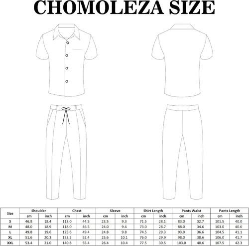 Vista 5 de CHOMOLEZA Conjunto de camisa de manga corta con botones y pantalones de playa para hombre de 2 piezas
