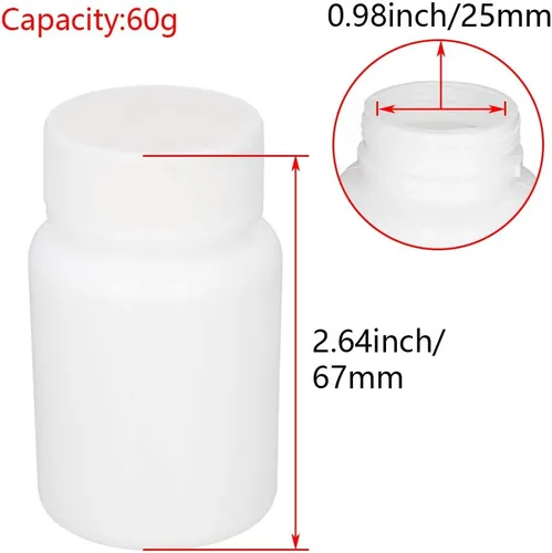 Vista 3 de Othmro Botellas de reactivo químico de laboratorio de plástico PE 10pcs, 2.0 fl oz/2.03oz boca ancha 25mmID muestra redonda contenedor